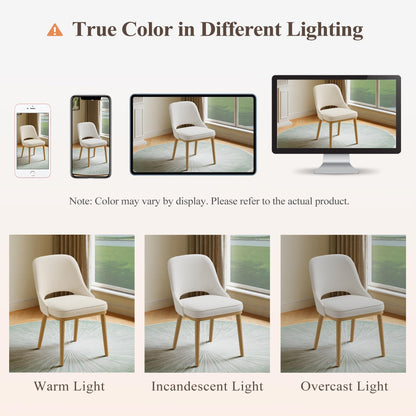MALOL Wooden Dining Chairs Set of 4, Modern Fabric Upholstered Dining Room Chair, Kitchen Side Chairs, Farmhouse Armless Dinner Chair with Open Back for Kitchen, Beige