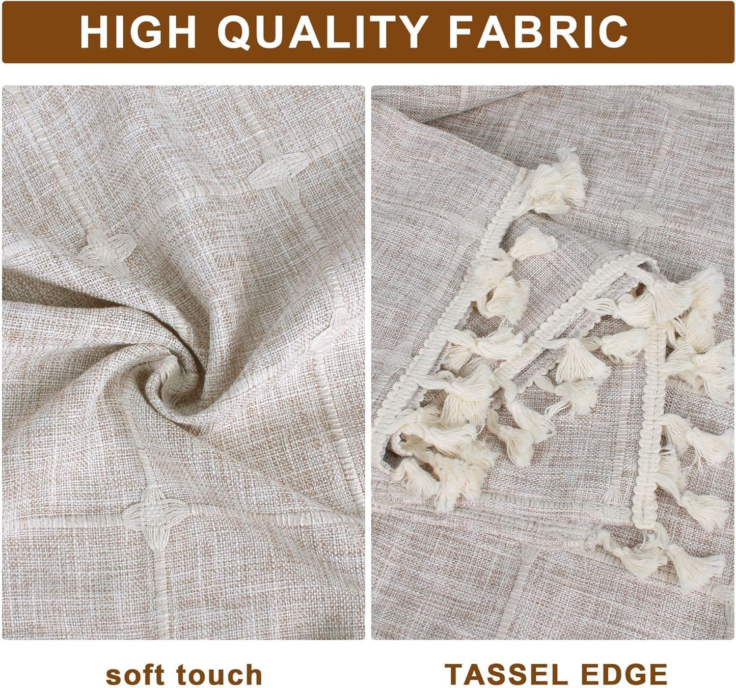 Ajerg 23x62inch Coffee Table Cloth, Boho Coffee Table for Living Room Tablecloth Cover with Pockets & Tassel, Rectangle