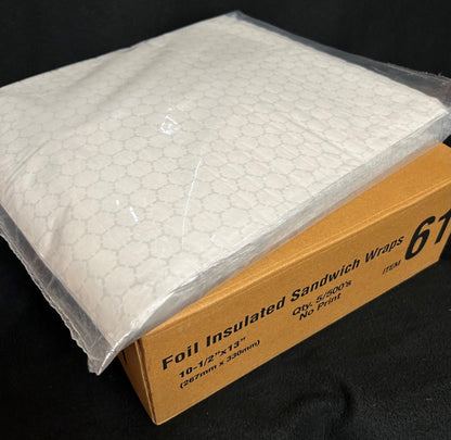 Perfect Packaging Partner Foil Insulated Sandwich Wraps, No Print, 10.5 x 13 Inch, 2500 Count, Food Service Grade