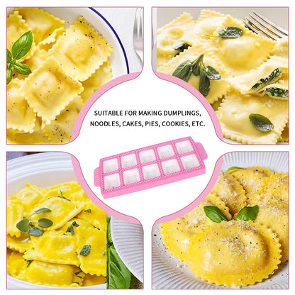 8pcs Ravioli Mold Set, 3 Rectangle Ravioli Maker Press + Dumpling/Pasta Cutter, Round Ravioli Cutter, Rolling Wheel, Dough Rolling Pin - Complete Pasta Making Tools for Ravioli Empanada