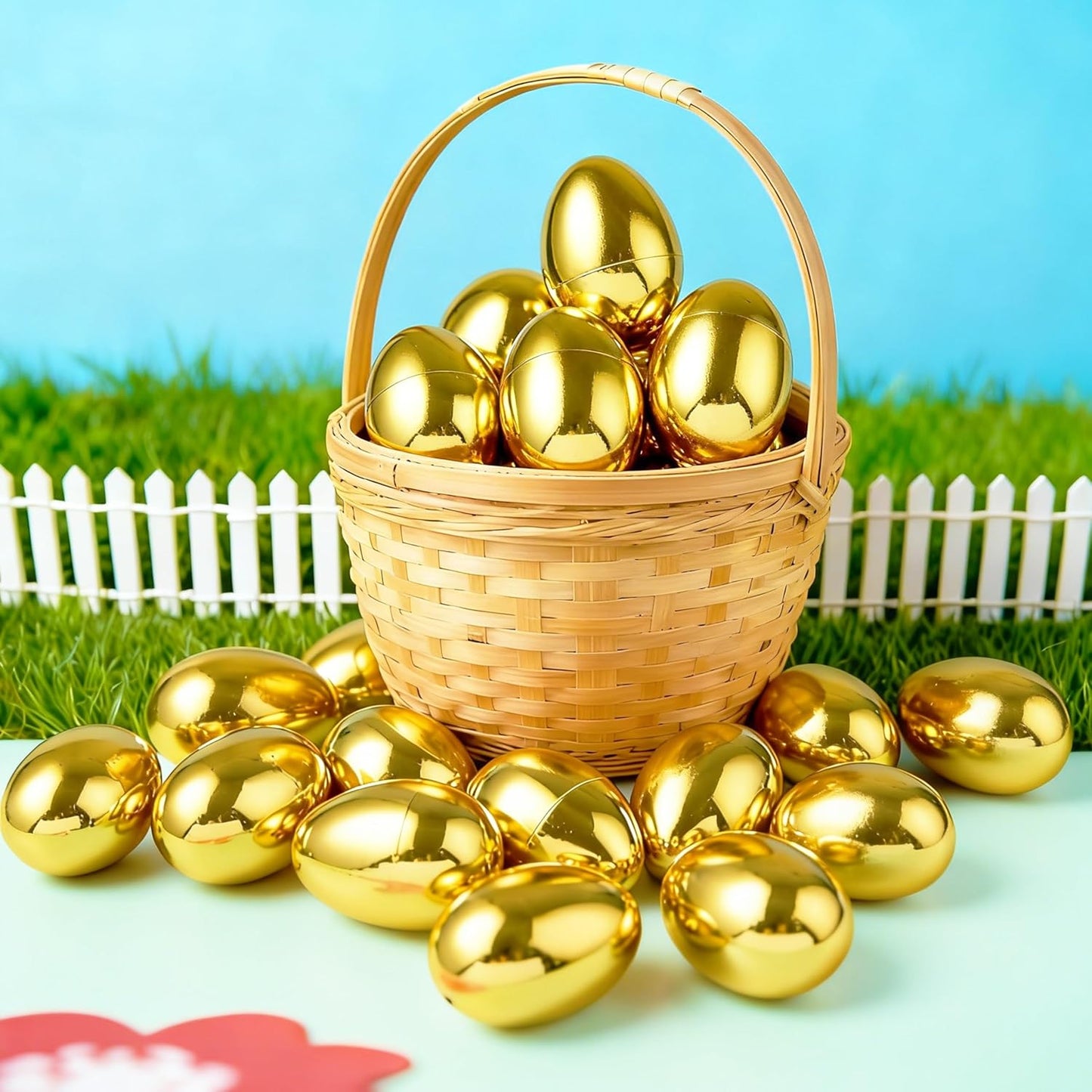 36Pcs 2.3" JOYIN Gold Easter Eggs, Metallic Plastic Empty Eggs Fillable for Easter Hunt Supplies, Basket Stuffers, Toys