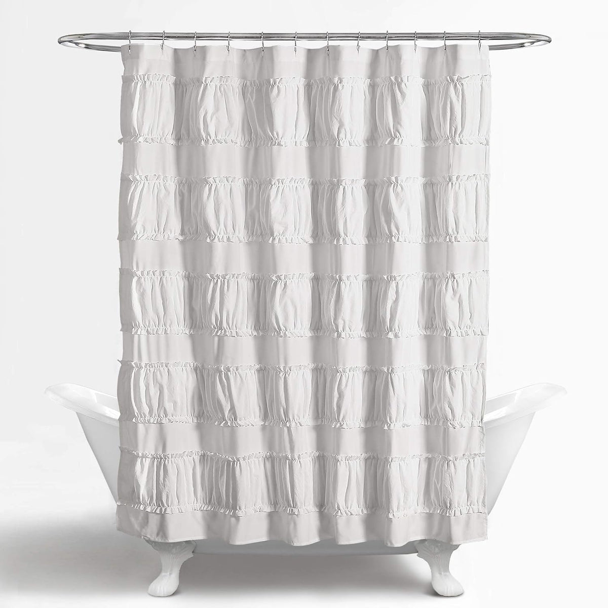 Lush Decor White Nova Ruffle Shower Curtain - 72" x 72"