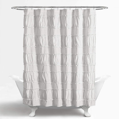 Lush Decor White Nova Ruffle Shower Curtain - 72" x 72"