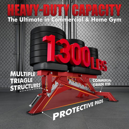 RITFIT Adjustable Weight Bench with Multiple Back Positions for Full Body Workouts, Incline, Decline, and Flat Settings for Home Gym Strength Training, 1300LB Capacity (Red,with 2x5lb rubber dumbbells)