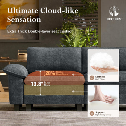 HERA'S HOUSE 158" Modular Sectional Sofa, Oversized U Shaped Couches for Living Room, Comfy Cloud Couch with Ottoman, 6-Seater Deep Seat Sofa with Throw Pillow, Chenille Blue