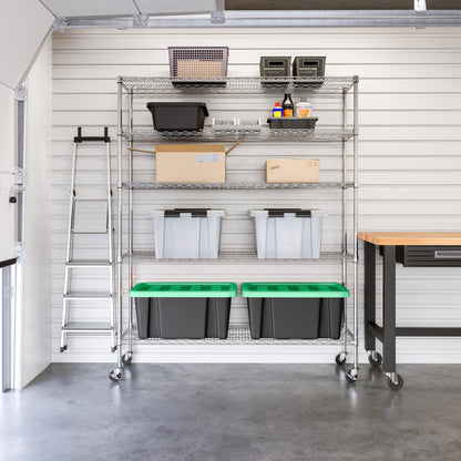 Seville Classics UltraDurable Heavy Duty NSF Solid Steel Wire Rack Storage Unit Organizer for Garage, Warehouse, Office, Restaurant, Classroom, Kitchen, 5-Tier Shelving, 60" W x 18" D