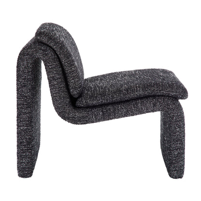 Modway Lume Curved Lounge Chair in Charcoal Boucle Fabric – Modern Upholstered Armless Accent Chair with Padded Cushion - Unique Slipper Chair for Bedroom or Living Room