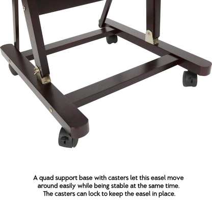 SoHo Urban Artist Wooden Easel - H-Frame Studio Easel for Tabletop Easels for Painting & Drawing Desk, Supports Canvases Up to 71", Mahogany Finish, Adjustable with Locking Casters