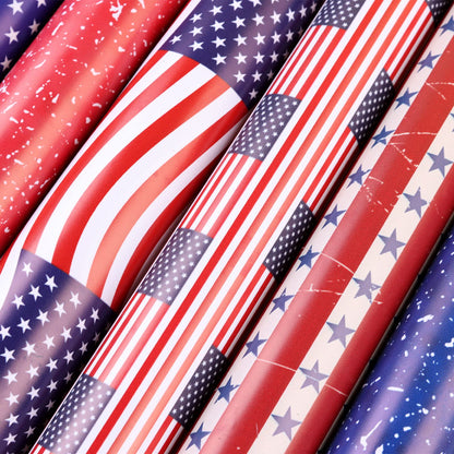 Tintnut American Flag Permanent Vinyl - 10 Sheets 12"x10", USA Flag Patriot Adhesive Vinyl, Independence Day Pattern Self Sticker Water Proofing Long Lasting for DIY