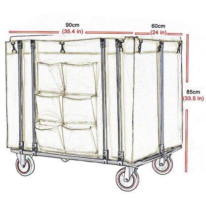 WANGKENSU Commercial Heavy Duty Large Laundry Hamper Sorter Cart with 6 Cloth Bag & 5 Inch Wheels, Stainless Steel & Oxford Cloth, Max Load 150kg (Blue) (Brown)