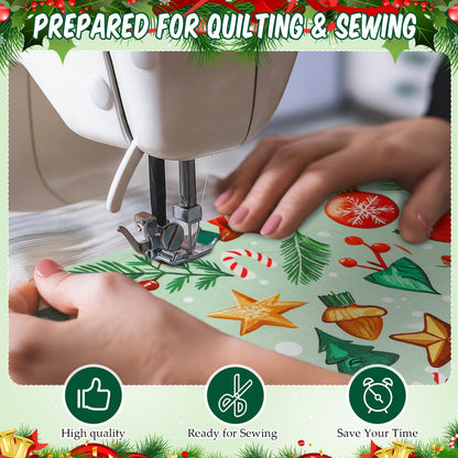 Tatuo 30 Pcs 10 x 10 Inches Christmas Cotton Fabric Bundle Squares Patchwork Floral Fabric Sewing Quilting Bundles Assorted Pattern Cloth for DIY Scrapbook Craft Making