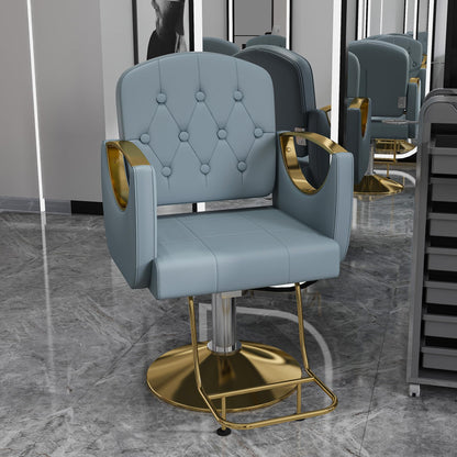 KEIKI 360° Swivel Hydraulic Barber Chair, Professional Salon Chair for Hair Stylist, Non-Tilting Reclining Hair Chair for Tattoo, Spa & Home, Blue