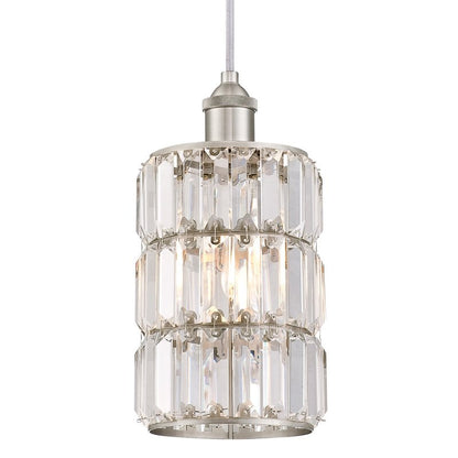 Westinghouse 6338900 Sophie One-Light Indoor Mini Pendant, Brushed Nickel Finish with Crystal Prism Glass