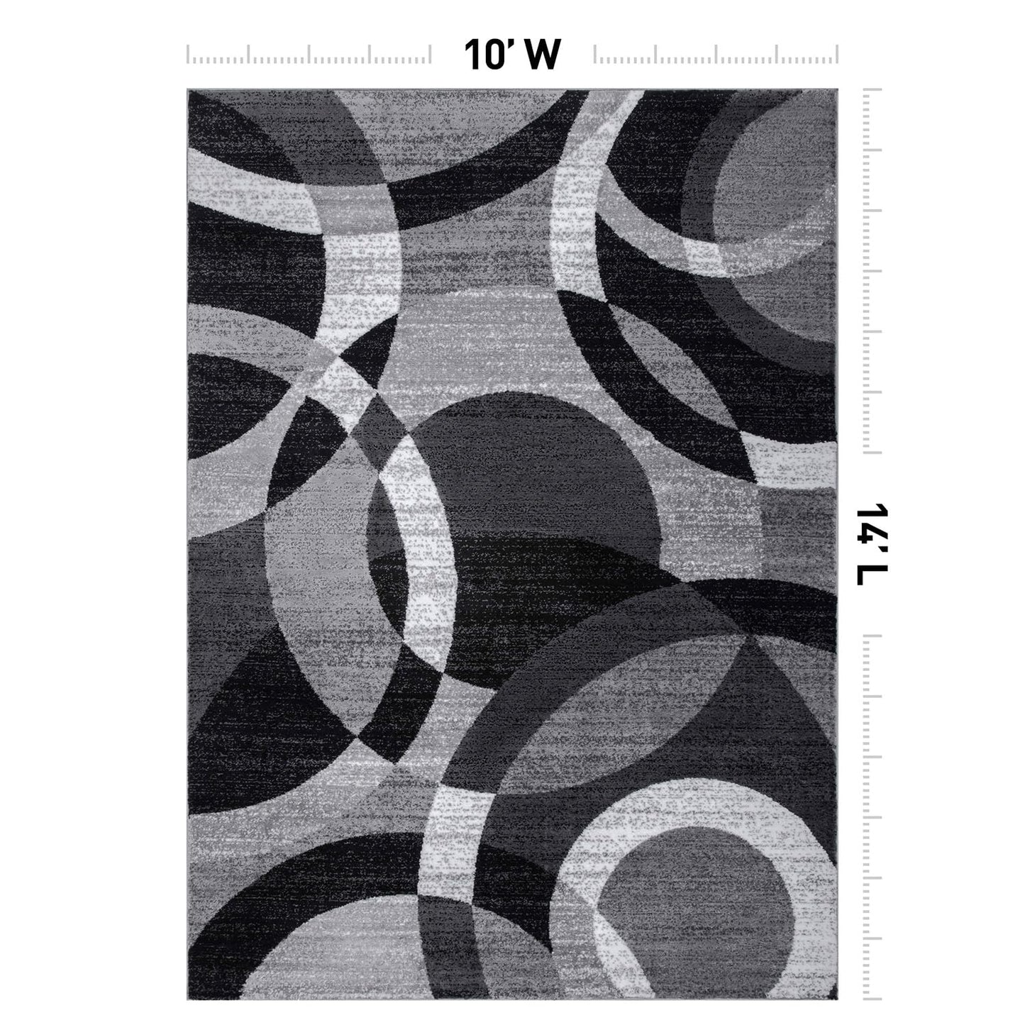 Rugshop Contemporary Abstract Circles Perfect for high Traffic Areas of Your Living Room,Bedroom,Home Office,Kitchen Area Rug 10' x 14' Gray