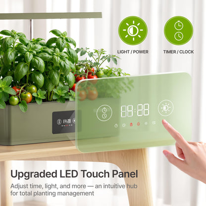 SUNCOZE Hydroponics Growing System Kit with 24W Dimmable Grow Light, 12 Pods Indoor Herb Garden with Timer & Local Time Setting, Adjustable Height, Smart Countertop Garden for Home & Kitchen, Black