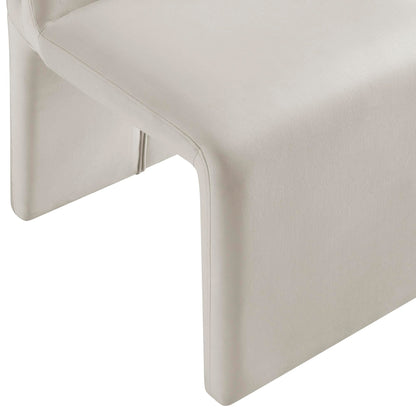 Modway Emory Upholstered Dining Side Chair in Alabaster - Single Armless Slipper Chair - Padded Performance Velvet Accent for Dining Room, Kitchen