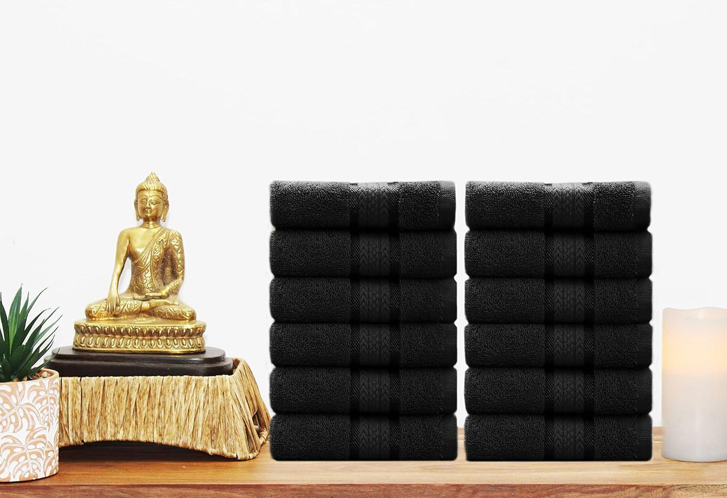 12 Pack 12x12 580 COTTON CRAFT Ultra Soft Wash & Face Cloths - Highly Absorbent Bathroom Shower Kitchen Utility Towels