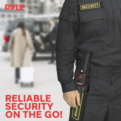 Pyle Handheld Metal Detector Security Wand - Portable Battery Operated Super Security Scanner w/ Adjustable Sensitivity, Sound Vibration Alerts, Detects Weapons, Knives and Other Metal Objects