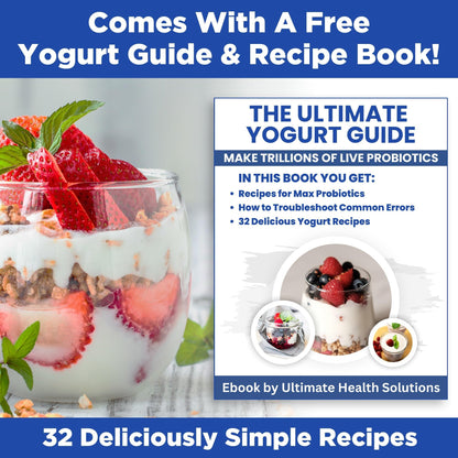 Ultimate Probiotic Yogurt Maker with Adjustable Time & Temperature Control, Make Trillions of Probiotics for Better Gut Health, Two 1-Quart Containers for Larger Batches, ULTIMATE LIFETIME WARRANTY