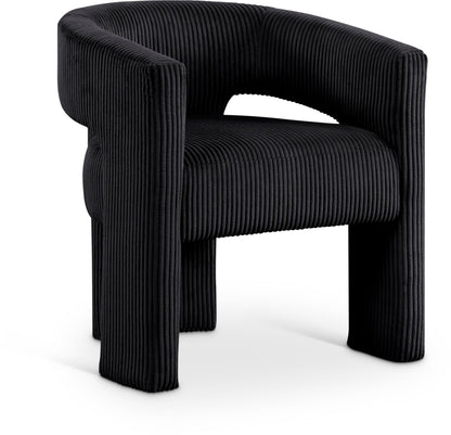Meridian Furniture 11055Black-C Riz Collection Modern | Contemporary Accent/Dining Chair with Soft Black Microsuede Corduroy Fabric, Solid Wood Inner Frame, 26" W x 23.5" D x 28" H, Black