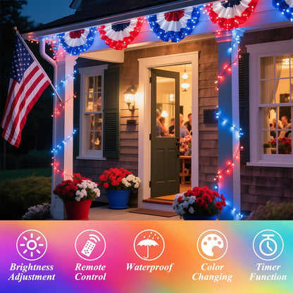 164FT 35 500 Christmas Lights Outdoor, Colors Changing LED Easter String Lights Green Wire Remote Timer, Waterproof