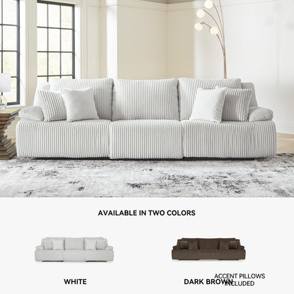 Signature Design by Ashley Top Tier Coastal 3-Piece Reclining Sectional Sofa with 4 Accent Pillows, Light Gray