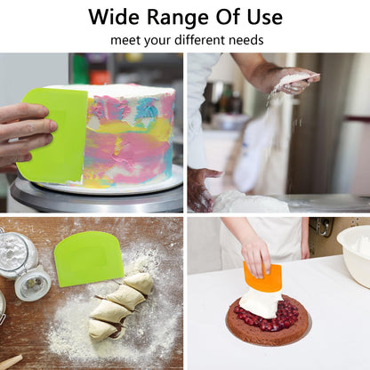 CEWIFO Bench Scraper Dough Scraper for Baking, 20 PCs BPA Free PE Plastic Flexible Bowl Scraper, Food-safe Plastic Dough Cutter for Bread Cake Dough Fondant Icing (White, Green, Orange, Pink)
