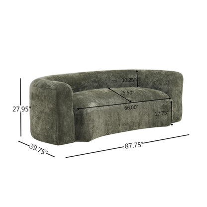 Christopher Knight Home 87.75" Curved Sleeper Sofa, 3 Seater Deep Seat Modular Floor Couch, Upholstered Chenille Fabric Comfy Cloud Couch with Round Arms & Curved Back for Living Room Bedroom, Green