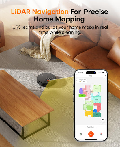 Robot Vacuum and Mop Combo,Lidar Navigation Robotic Vacuum Cleaner with 3.5L Self Emptying Station,5000Pa Vacuum Robot,180mins Runtime,No-Go&No-Mop Zones,App/Alexa/Remote Control,UR3
