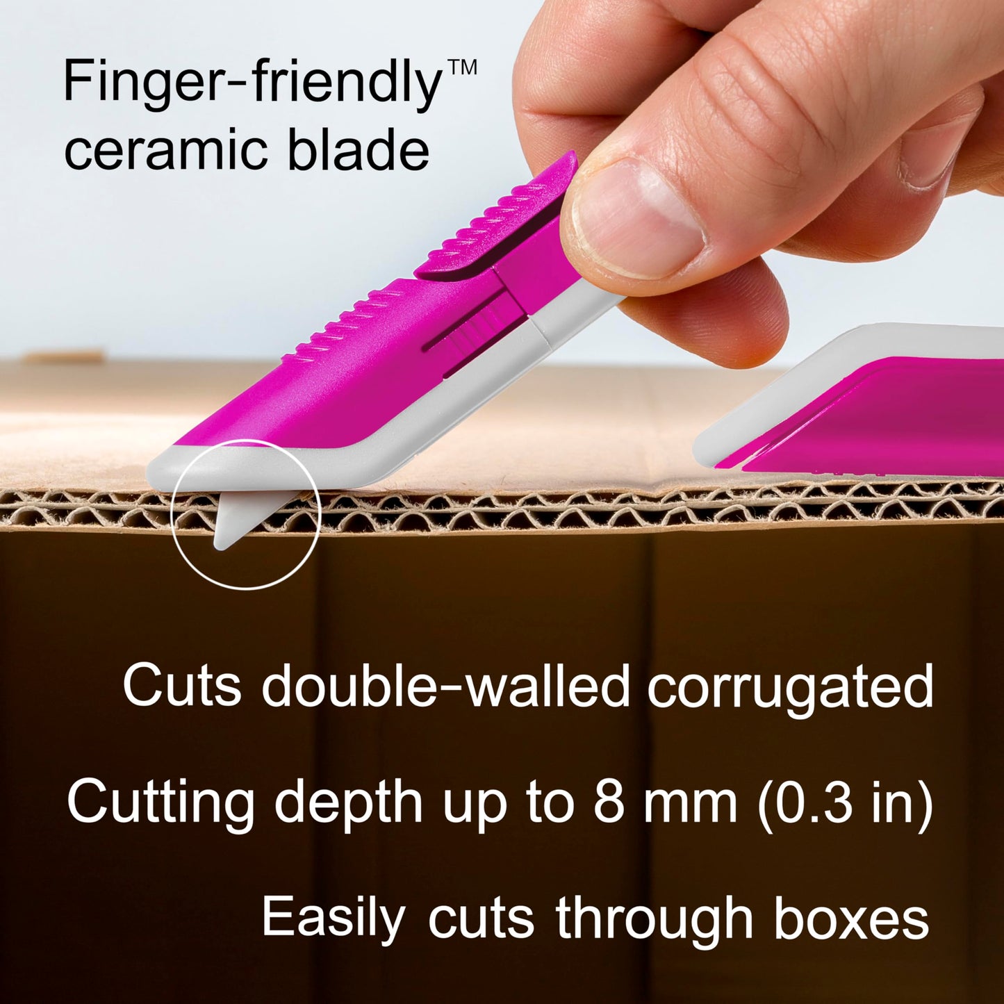 Slice Box Cutter, Heavy Duty Utility Knife, Safe Ceramic Blade Lasting 11x Longer than Metal, Pink, 1 Pack