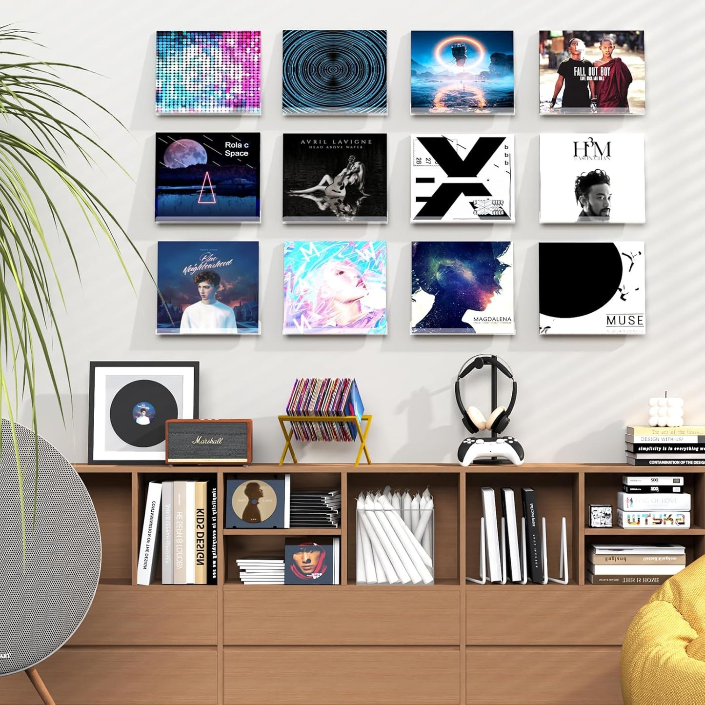Hulaed 12 Pack 12 inch Vinyl Record Shelf Wall Mount, Record Holder for Storage & Display, Clear Floating Shelf