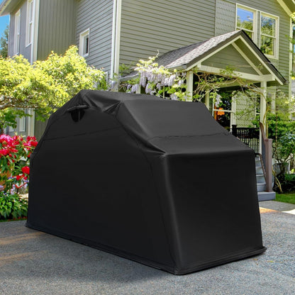 ERGOMASTER Motorcycle Shed, 136" x 54" x 75" Heavy Duty Waterproof Motorcycle Garage with 600D Oxford Fabric, Roll-up Mesh Windows Shed