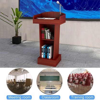 UWYTGF Lectern Podium Stand, Wooden Church Pulpit Reception Desk, Floor Standing Podiums, for Conference Church Pulpit School Presentation Stand,Black B