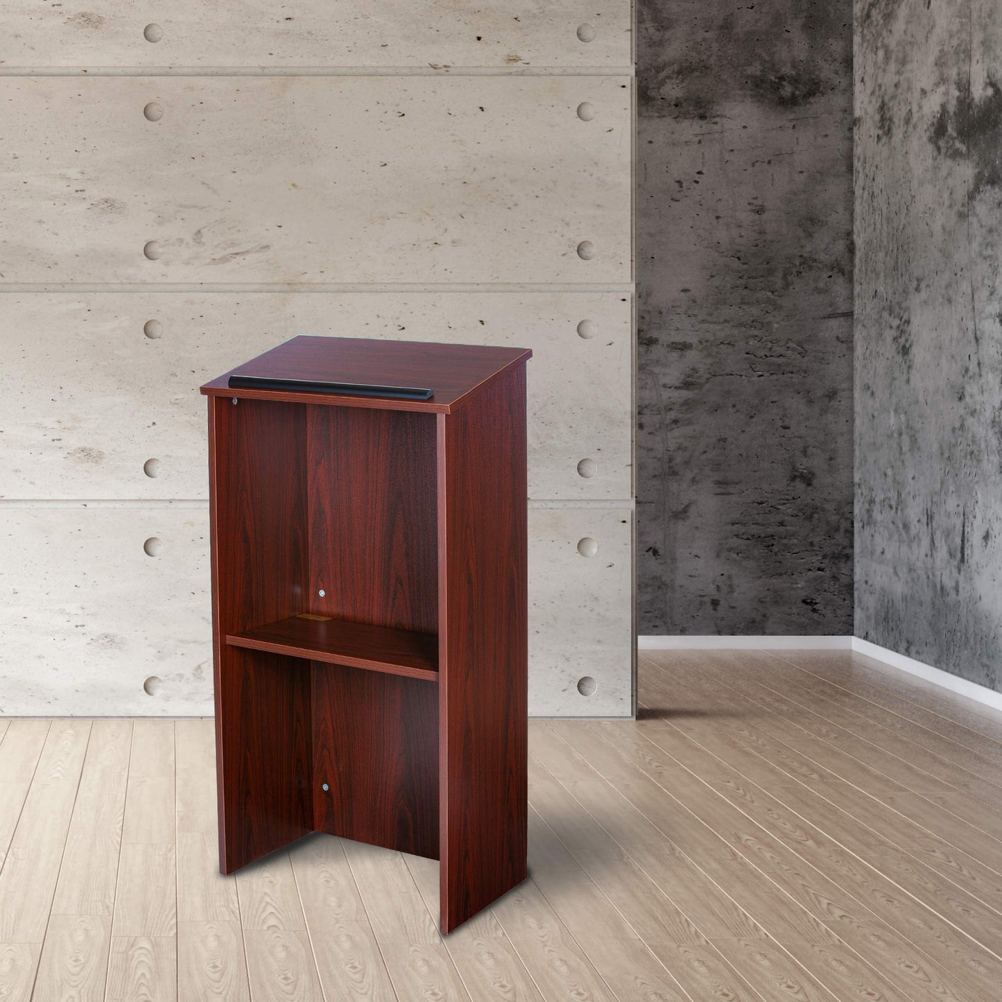 OEF Furnishings CoreEssential Series Commercial-Grade Floor-Standing Lectern (Mahogany)