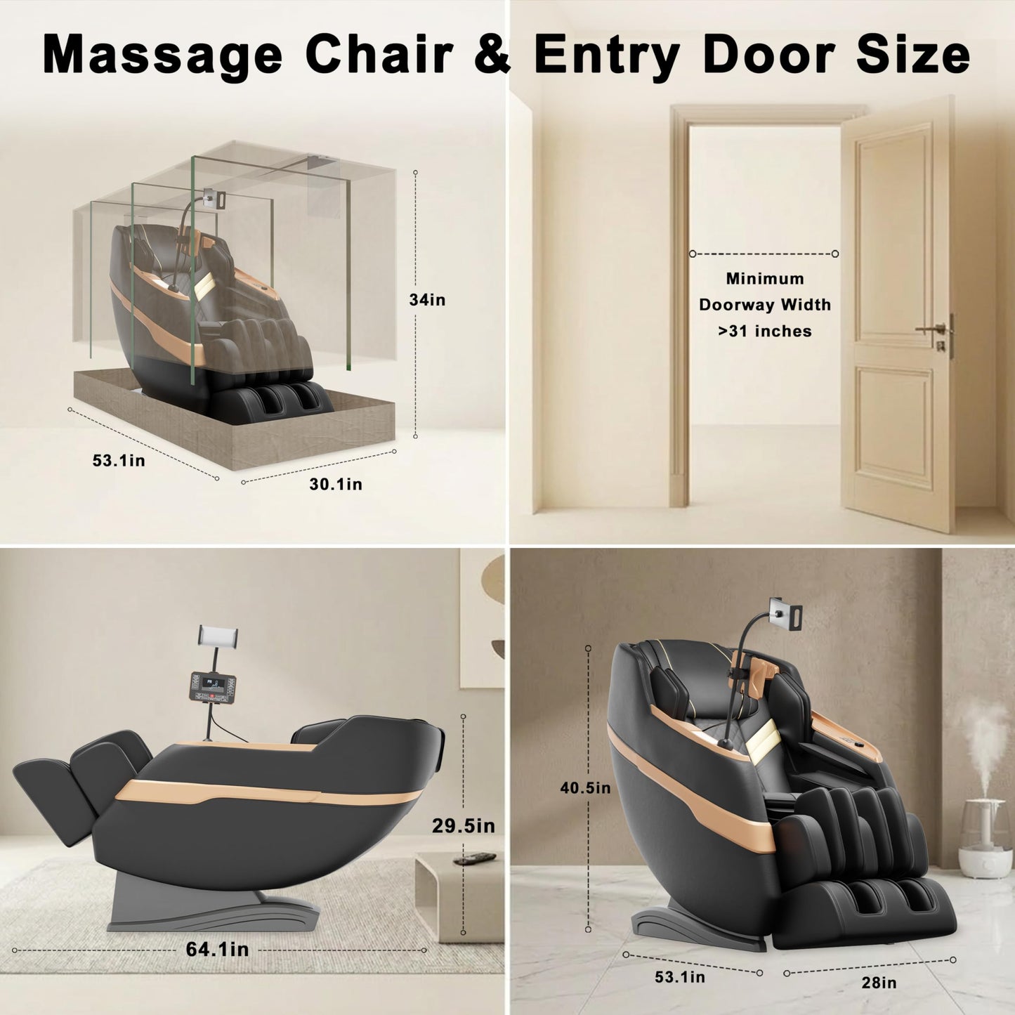 LIYIH Massage Chair Full Body, Zero Gravity Massage Recliner with 12 Fixed Casters, Full Body Airbag Massage, Waist and Leg Heating, Automatic Retractable Footrest, AI Voice Control