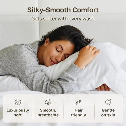 California Design Den King Size Pillowcase Set - 400 Thread Count 100% Cotton Sateen, Soft & Breathable - Antique White