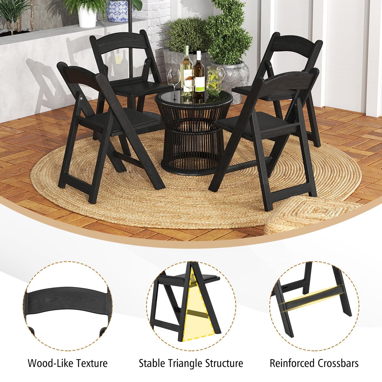 Giantex 20-Pack Folding Chairs, Portable Resin Event Chairs with Padded Seat, All-Weather Resin Frame, 1100 lbs Static Capacity, Lightweight Foldable Chair for Office, Wedding, Party, Outdoor