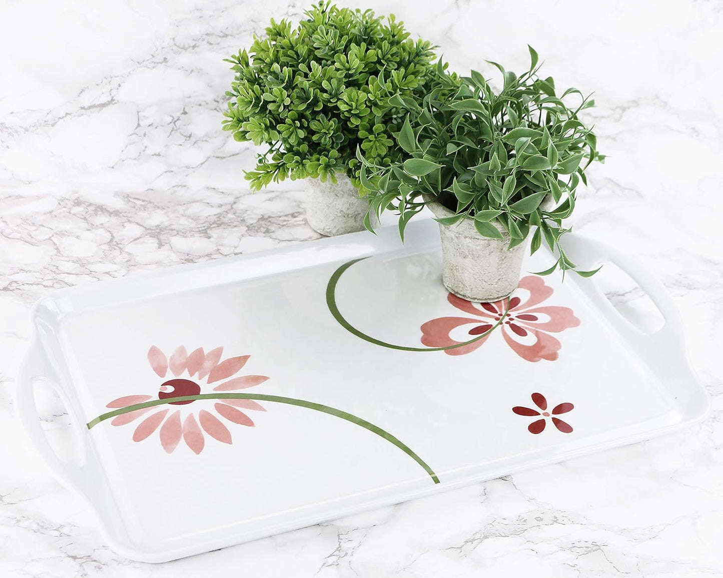 Durable Rectangular Melamine Serving Tray in Classic Design