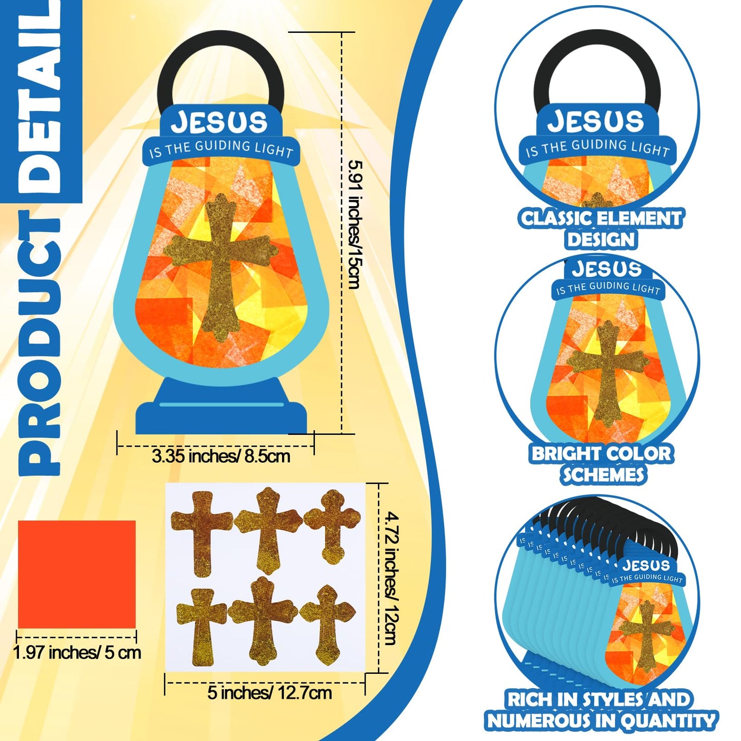 Chiisong 24 Sets Religious VBS Cross Crafts Jesus Lights The Way Tissue Sign Cross Crafts Kit DIY Jesus Light Christian Religious Oil Lamp Art for Camping Sunday School VBS Church Activities