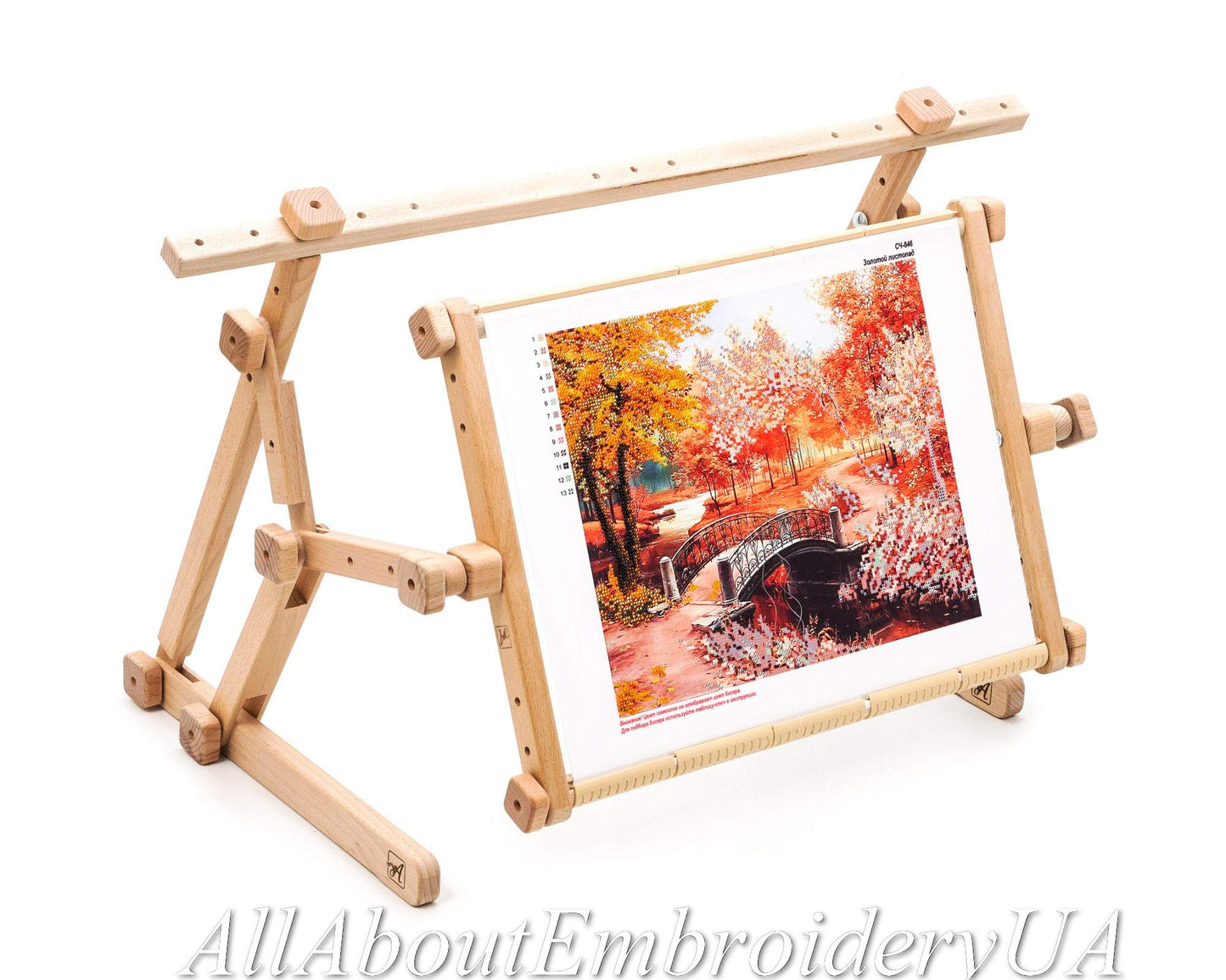 Embroidery Adjustable Lap Table Stand Hands Free Needlepoint Wooden Cross Stitch Scroll Frame Tapestry Holder Bed Table Stand Craft Tool (15.7" x 22")
