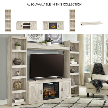 Signature Design by Ashley Bellaby Farmhouse 4-Piece Entertainment Center for TVs up to 69" with Electric Fireplace, Whitewash