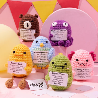 JOYIN 6 Pcs Crochet Positive Animals with Positive Messages, Emotional Support Stuffed Animal Bulk, Cute Crochet Plushies for Graduation Gift, Employee Appreciation, Anxiety Relief & Mental Health