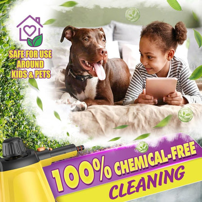 Natural Multi-Surface Handheld Steam Cleaner with 10 Accessories, 13.5OZ Pressurized Multipurpose On Demand Steam Cleaner for Home, Steamer for Cleaning Dirt, Grease, Grout, Tile, Windows, Couch, Car