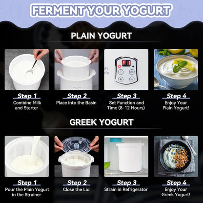 Party Desserts 2 (2 Party Dessert Electric Greek Yogurt Maker Machine with Strainer, Automatic Yogurt Maker for Home
