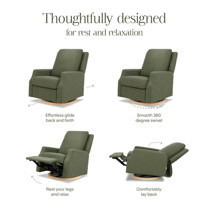 Namesake Crewe Glider Recliner Nursery Chair - GREENGUARD Gold & Certi-PUR US Certified Rocker Recliner - Glider Rocking Chair for Nursery & Living Room - Manual, 360° Swivel, Olive Boucle