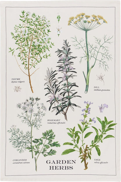 18x28 inches Now Designs Garden Herbs Printed Kitchen Towel