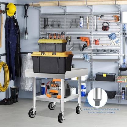 HARDURA Stainless Steel Equipment Stand Metal Prep Table with Casters 30"X 24" NSF 430 for Commercial Food Prep