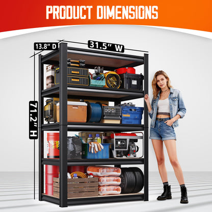 Set of 5 71"H Garage Shelving-5 Tier Garage Storage Shelves,Adjustable Heavy Duty Metal Shelving Unit and Storage Large Rack,Utility Steel Shelf For Warehouse Industrial Pantry Basement 32"Wx14"D