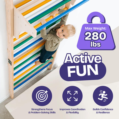 ComfyBumpy Swedish Ladder with Convertible Play Table | Montessori Climbing Set for Kids, Indoor Playground & Jungle Gym - Wall Climbing Toy for Active Play & Table for Focused Play (Set of 1)