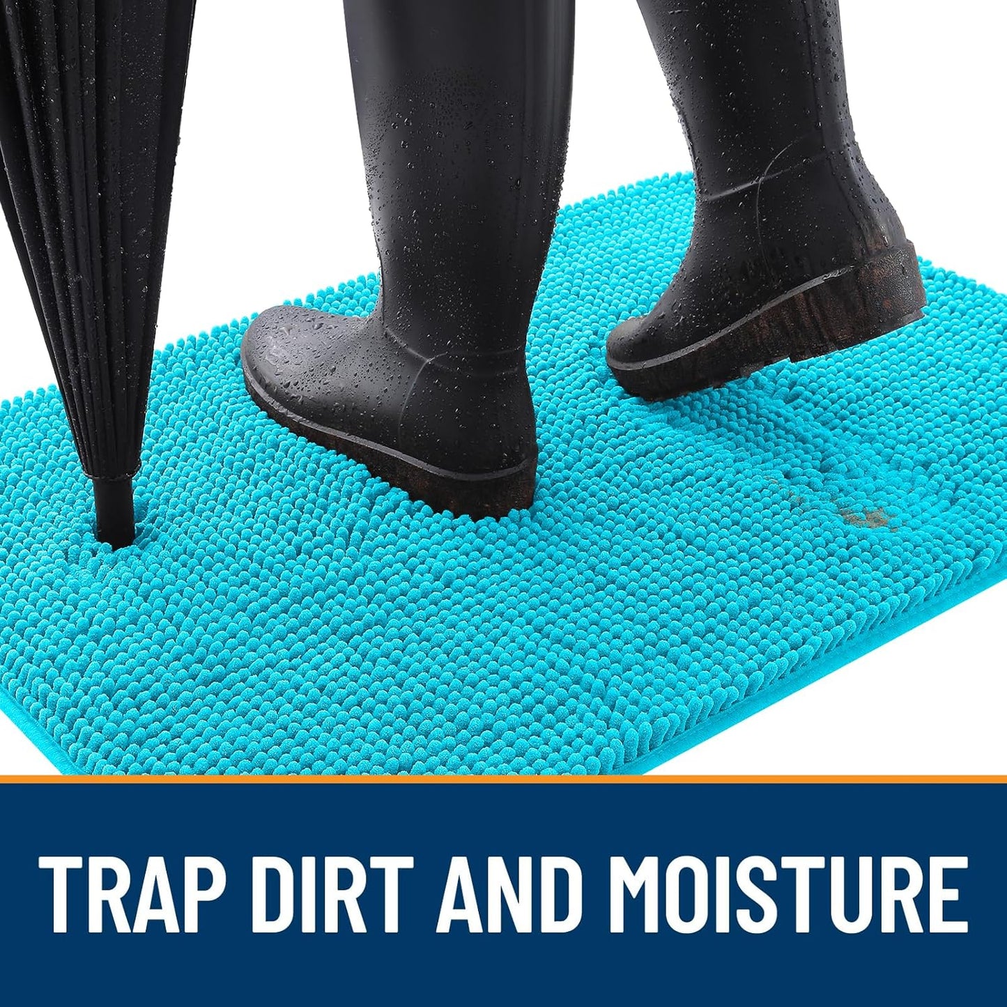 OLANLY Dog Door Mat - Absorbent Non-Slip Washable Mud Mat for Indoor Use | 54x24 Aqua Blue